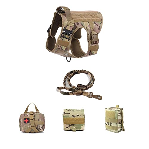 Militärisches Hundegeschirr, taktisches Hundegeschirr zum Wandern, Training, Westengeschirr für mittelgroße und große Hunde, mit Taschen und Hundeleine, für Hundetraining, Jagd, Wandern, von Generisch