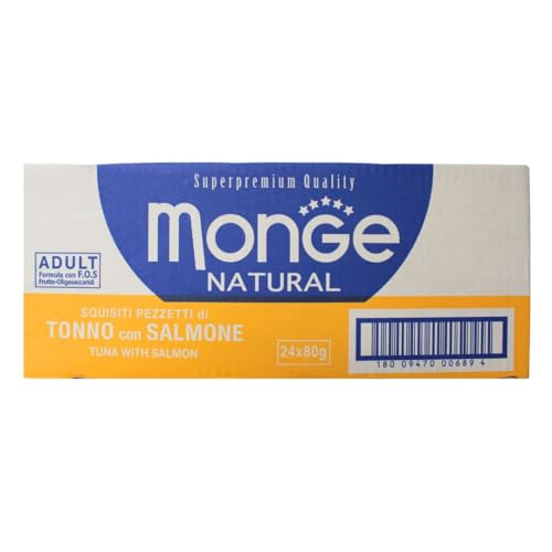 Monge Natural Feuchtbeutel Katze Erwachsene Stücke Thunfisch mit Lachs - 24 x 80 g von Generisch