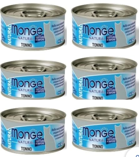 Monge Natural Thunfisch Dampfgarer, Nassfutter für Katzen, 6 Schalen à 80 g von Generisch