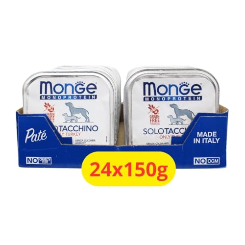 Monge Patè Monoproteinfutter, feucht, für Hunde mit Truthahn, 24 x 150 g von Generisch