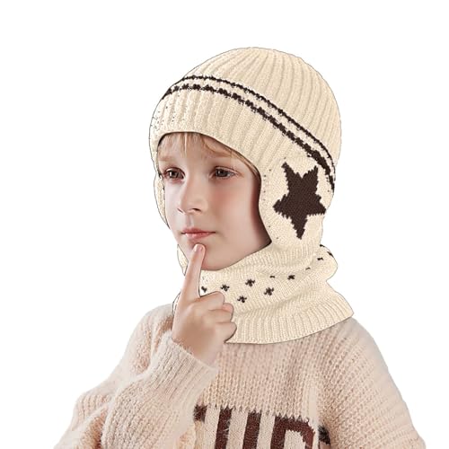 Mütze Schal Set,Kinder Verdickte Beanie Mütze Strickmütze Winddichte Wärmer Winterhandschuhe Unisex Bequeme Futter Schlauchschal Weihnachten Geschenk Für Outdoor Aktivitäten von Generisch