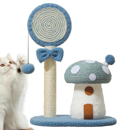 Mushroom Cat Climbing Tower, Cute Interactive Structure, 14.76x11.22x21.26 inches, Multi-Functional Poles, Feline Activity, Sisal Board Scratcher for Home Use von Generisch