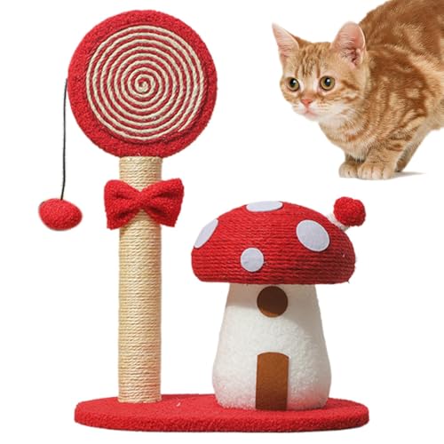 Mushroom Cat Climbing Tower, Cute Interactive Structure, 14.76x11.22x21.26 inches, Multi-Functional Poles, Feline Activity, Sisal Board Scratcher for Home Use von Generisch