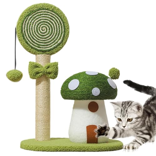 Mushroom Cat Climbing Tower, Cute Interactive Structure, 14.76x11.22x21.26 inches, Multi-Functional Poles, Feline Activity, Sisal Board Scratcher for Home Use von Generisch