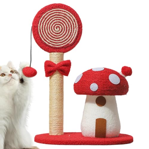 Mushroom Cat Scratcher, Interactive Toy Tree, Multi-Functional Poles, Sisal Board for Cats, Sturdy Scratch Post for Living Room, Indoor Pet Activity, 37.5x28.5x54cm, Blue Red Green von Generisch