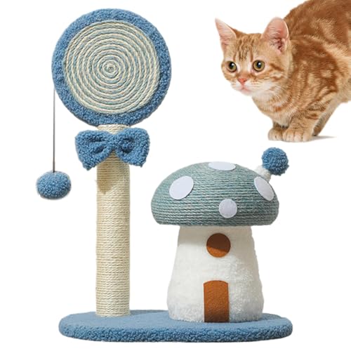 Mushroom Cat Scratcher, Interactive Toy Tree, Multi-Functional Poles, Sisal Board for Cats, Sturdy Scratch Post for Living Room, Indoor Pet Activity, 37.5x28.5x54cm, Blue Red Green von Generisch