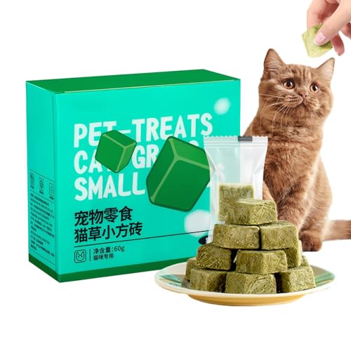 Natürliches Grasfutter für Katzen, Kaugrasfutter für Katzen,60g gefriergetrockneter Kaugras-Snack für zahnende Katzen - Essbares Katzenminze-Spielzeug zum Reinigen der Katzenzähne, interaktiv für Wohn von Generisch