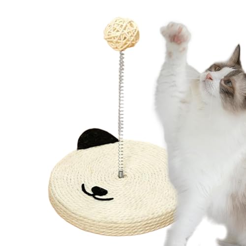 Natural Sisal Cat Scratch Pad, Cat Scratch Board mit Ball, Interaktiver Sisal Cat Head Form Stick, Protektor für Hausmöbel, eingebaute Glockenspielzeug für mentale körperliche Bewegung zum Mahlen von Generisch