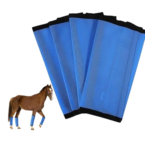 Netz-Fliegengamaschen für Pferde, atmungsaktive Netz-Fliegenblätter, schützende Pferdebeinbandagen, um zu verhindern, dass das Pferd Fliegen und Mücken beißt, 4 Stück von Generisch