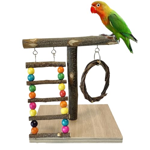 Nymphensittich-Spielplatz aus Holz, Naturholz, Tisch-Vogel-Spielregal, Trainingsständer -Sittiche, Nymphensittiche, interaktives Sitzstangen-Set für Zuhause, Haustierkäfig, Tisch, Voliere Nymphensittich-Spielplatz aus Holz, Naturholz, Tisch-Vogel-Spielregal, Trainingsständer -Sittiche, Nymphensittiche, interaktives Sitzstangen-Set für Zuhause, Haustierkäfig, Tisch, Voliere von Generisch