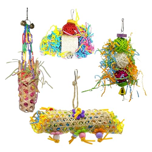 Nymphensittich-Spielzeug, Futtersuchspielzeug für Vögel, Papageienzubehör, buntes Kauspiel-Set für Käfig, Klettern, Sitzstangen, Aufhänger, Lovebirds tägliches Training, Zuhause, Urlaub, 4 Stück Nymphensittich-Spielzeug, Futtersuchspielzeug für Vögel, Papageienzubehör, buntes Kauspiel-Set für Käfig, Klettern, Sitzstangen, Aufhänger, Lovebirds tägliches Training, Zuhause, Urlaub, 4 Stück von Generisch