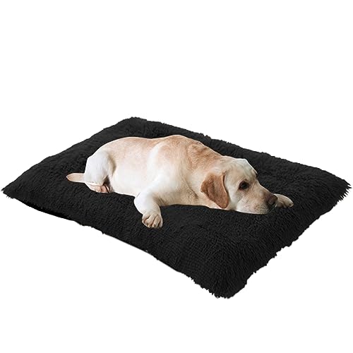 Orthopädisches großes Hundebett mit Anti-Angst-Hundekissen, bequemes Haustierkissen für Hunde und Katzen, rutschfeste Unterseite, für mittelgroße und kleine Haustiere, 140 x 110 x 12 cm, Schwarz von Generisch