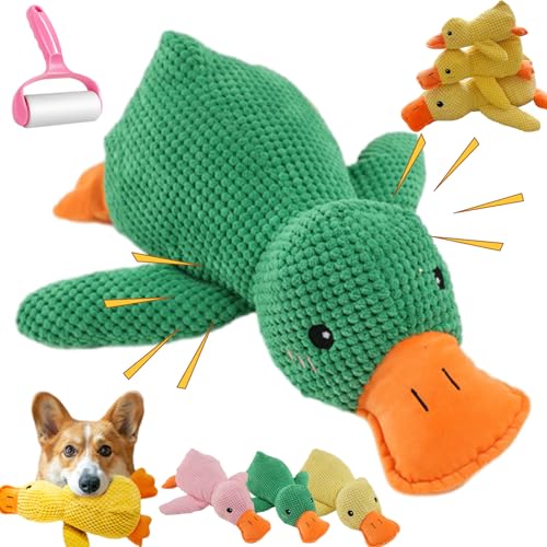 Paw Moon Ente, Anti Stress Ente Hund, Plüsch Pfotenstern Anti Stress Ente, Beruhigendes Hundespielzeug in Form Einer Ente, Quietsch Interaktiv Anti Stress Ente (Green, L) von Generisch