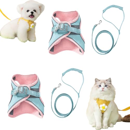 Pawfectly Safe Cat Harness and Leash Set, Pawfectly Safe Cat Harness, Kitten Leash and Harness, Adjustable Cat Harness and Leash Set Escape Proof (Powder Blue*2,XL) von Generisch