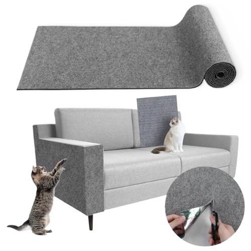 Pawmingle Cat Scratching Carpet, Pawmingle Cat Scratching Mat Self Adhesive, DIY Multifunctional Cat Scratching Carpet, Couch Corner Wall Climbing Cat Scratcher (11.8×11.8in,Light Gray) von Generisch