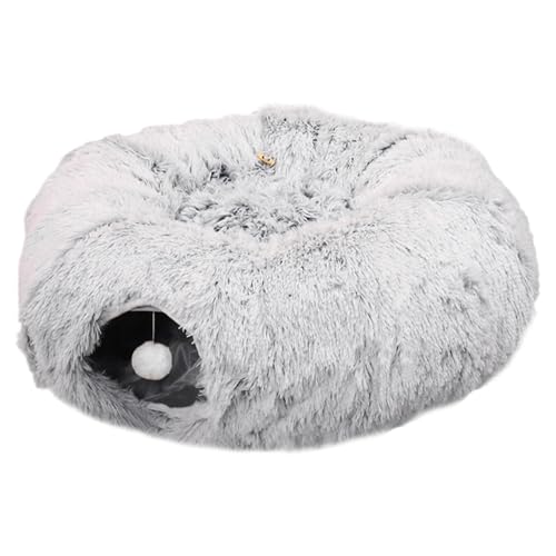 Peekaboo Katzenhöhle | 2-in-1 faltbares Donut-Katzentunnelbett | weiches Plüsch-Katzenbett mit abnehmbarem Kissen, waschbares versteckbares Katzenmöbel zum Spielen, Ausruhen, drinnen und draußen von Generisch