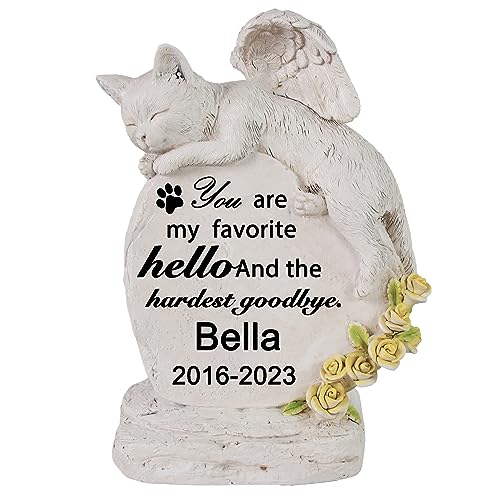 Personalisierte Haustier Katze Gedenksteine in Angel Wings - Haustier Grab Marker mit Katze Memorial Statue im Freien Garten Verlust der Katze Sympathie Geschenk von Generisch