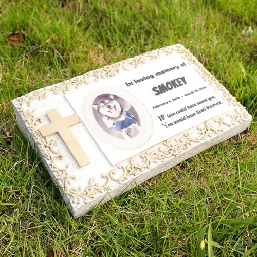 Personalisierte Haustier Kreuz Gedenksteine Hund Gräber Marker Katze Memorial Garten Steine mit Kreuz Haustier Memorial Geschenke Verlust Hund Sympathie Geschenke Haustier Grabstein wasserdichte von Generisch