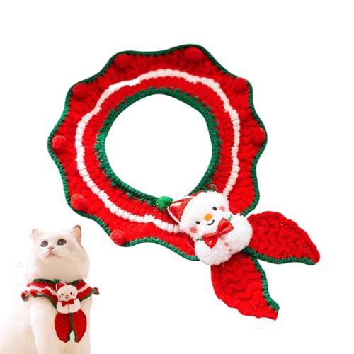 Pet Christmas Collar - Knitted Winter Cat Scarf Collar, Warm Neck Warmer for Small Dogs, Bichon Frise, Adult Cats, Rabbits, Schnauzers, Perfect Holiday Accessory for Pets von Generisch