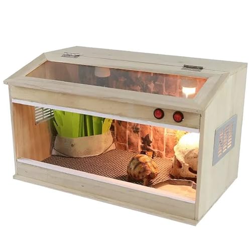 Pet Reptile Terrarium Holz Schildkrötenhaus Idealer Indoor/Outdoor Lebensraum für Eidechse, Chamäleon, Gecko | Kleines Reptilien-Holzhaus für komfortable Inkubation und Wachstum von Generisch