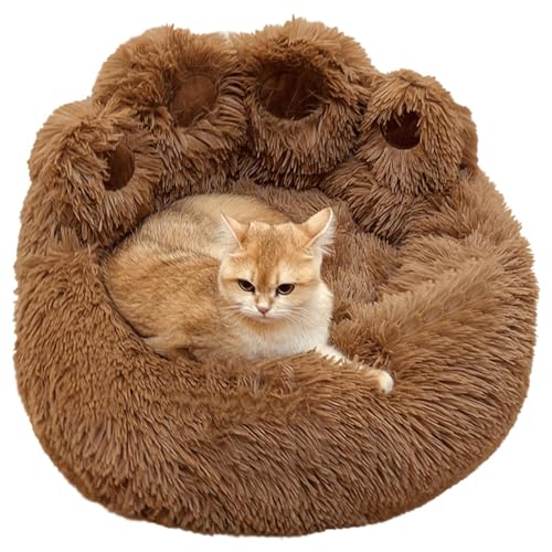 Plüsch-Haustierbett, beruhigendes Pfotenform, Anti-Stress, 60 cm, beruhigende Pfotenform, Anti-Stress, langes Plüsch-Haustiersofa, wärmendes rundes Bett für Hunde und Katzen von Generisch