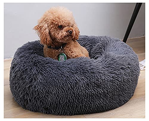 Plüsch-Katzenbett in Donut-Form, hält warm und gemütlich, rutschfeste Unterseite, maschinenwaschbar, groß, 70 cm, weiches Welpensofa (Farbe: Braun) von Generisch