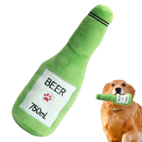 Plüsch-Kauspielzeug für Hunde, bissfest, quietschendes Bier-Form-Spielzeug, plüschiges Kauspielzeug, interaktives Hundespielzeug für kleine, mittelgroße und große Hunde, Verhaltenstraining Plüsch-Kauspielzeug für Hunde, bissfest, quietschendes Bier-Form-Spielzeug, plüschiges Kauspielzeug, interaktives Hundespielzeug für kleine, mittelgroße und große Hunde, Verhaltenstraining von Generisch