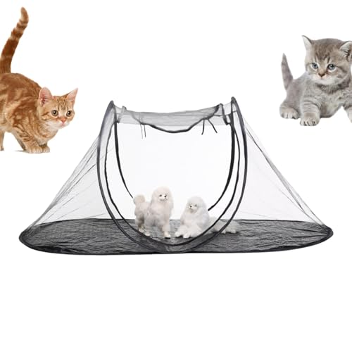 Portable Cat Playpen, Foldable Exercise Pen, Breathable Pet Tent, Travel Puppy Crate, Small Animal Enclosure, Easy to Store, 47.24x24.8x19.69 Inches, Polyester & Steel Wire von Generisch