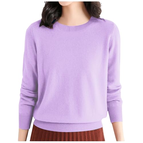 Pullover Damen Langarm Sweatshirt Elegant Basic Einfarbig Pullover Casual Locker Rundhals Bequem Oberteile Weich Modische Pulli Klassischer Damenpullover Große Größen von Generisch