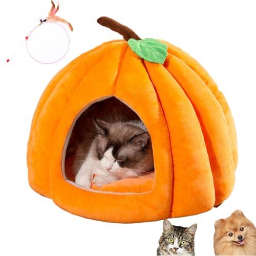 Pumpkin Cat Bed, Pumpkin Bed Cave for Cats Small Dogs, Pumpkin Cat Bed Basket, Pumpkin Cat House for Indoor Cats, Halloween Pumpkin Cat Bed (Orange, S) von Generisch