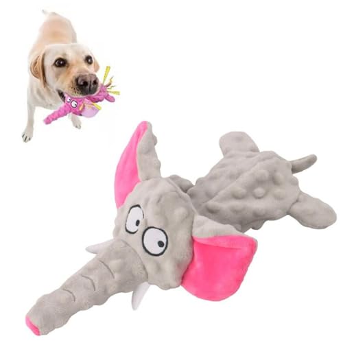 Quietschendes Hundespielzeug, quietschendes Hundespielzeug, Elefant, keine Füllung, knisterndes Plüsch-Kauspielzeug für Welpen, quietschendes, interaktives Hundespielzeug, unzerstörbares Kauspielzeug von Generisch