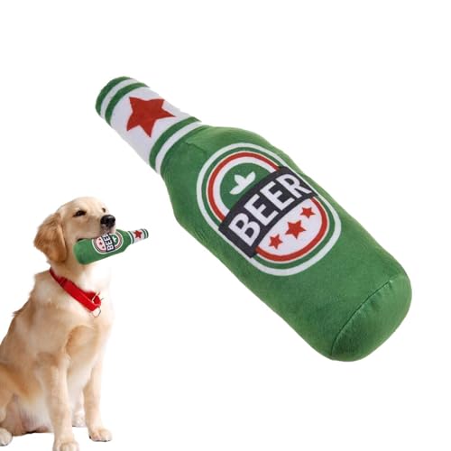 Quietschendes Hundespielzeug - Weinflasche Kauspielzeug Für Hunde Mit Quietscher | Grunzendes Hundespielzeug Selbstspielendes -Hundequetschspielzeug Für Zahnbeißende Jagd von Generisch