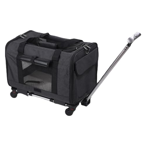 Reise Haustier Trolley Box | Reise Katze Sicherheitstasche | Haustier Trolley Tragetasche, Leichte Hunde Trolley Tasche, Vielseitige Tragetasche mit Ergonomischem Teleskopgriff und Rollen für Katzen, von Generisch