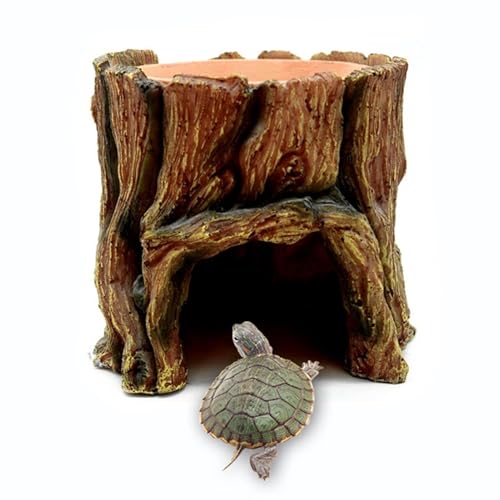 Reptile Hide Cave, Funny Tree Trunk Small Snake Hide, Feeding Habitat Aquarium Accessories, Reptile Resin Shelter, Food Tray Underwater Landscape, Decorative for Bearded Dragons, Leopard Geckos von Generisch