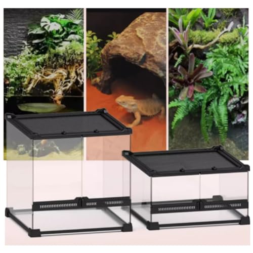 Reptilien-Terrarium-Tank mit belüfteten Paneelen, Türen aus gehärtetem Glas, Netzschirm oben für Eidechsen, Bartagamen, Schlangen, Geckos – Verbund-Lebensraum für sicheres, komfortables Leben Reptilien-Terrarium-Tank mit belüfteten Paneelen, Türen aus gehärtetem Glas, Netzschirm oben für Eidechsen, Bartagamen, Schlangen, Geckos – Verbund-Lebensraum für sicheres, komfortables Leben von Generisch
