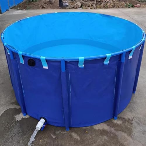 Runder Fischteich, PVC, Wasserspeicher, tragbar, faltbar, großer Aquakultur-Pool mit Halterung, einfach zu installieren, blau, 1,5 x 0,6 m, 1000 l von Generisch