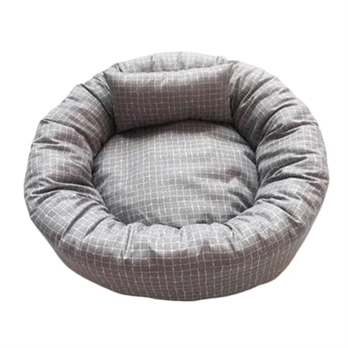 Rundes Haustierbett, bequeme Katzenmatte, Hundematte mit Kissen, für alle Jahreszeiten, weicher Stoff, Hundehütte, Schlafbett, Sofa, Haustierbedarf (Stil F, XL - 70–17 cm) von Generisch