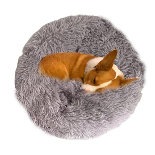 Rundes Hundebett – Plüsch-Hundebett zur Beruhigung des Hundes, Schlummerbett, Donut-Hundebett für kleine Hunde, Kätzchen, Katzen von Generisch