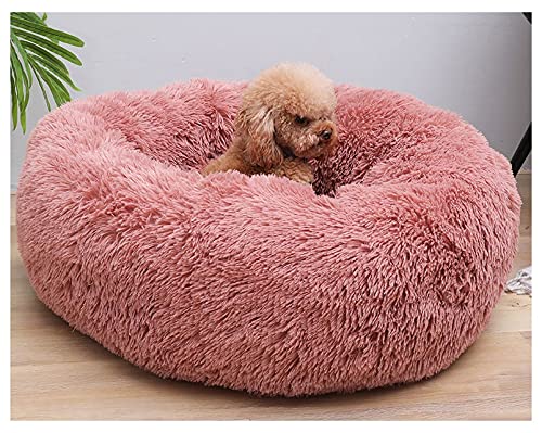 Rundes Plüsch-Haustier-Katzenbett, hält warm, weiches Welpen-Sofa, Größe XL, 100 cm, rutschfeste Unterseite, maschinenwaschbar, Donut-Form (Farbe: H) von Generisch