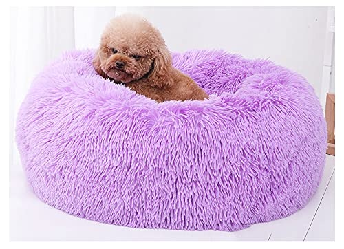 Rundes Plüsch-Katzenbett, Größe M/L/XL, weiches Welpen-Sofa, hält warm, rutschfeste Unterseite, maschinenwaschbar, 70 cm (Farbe: Grau, Größe: XL) von Generisch