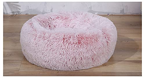 Rundes Plüsch-Katzenbett, maschinenwaschbar, hält warm, weiches Welpen-Sofa, rutschfeste Unterseite, Größe M/L/XL (Grau, 70 cm) von Generisch