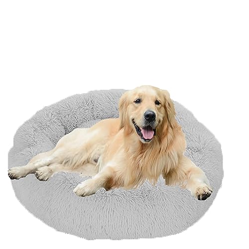 Rundes beruhigendes Hundesofa, mit waschbarem Plüsch-Nest, selbstwärmend und rutschfester Unterseite, ideal für große, mittelgroße und kleine Hunde, 110 cm, Braun von Generisch