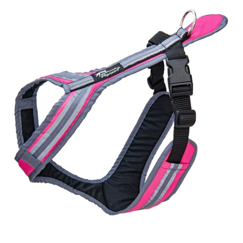 SAFETY Führ- und Zuggeschirr | Mantrailing | Canicross | Zughundesport | Alltagsgeschirr | Führgeschirr (Pink-Grau, Mini I - 2-4 Kg) von Generisch