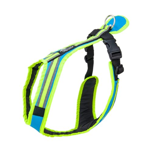 Safety Führ- und Zuggeschirr | Mantrailing | Canicross | Zughundesport | Alltagsgeschirr | Führgeschirr (Türkisblau-Neongrün, L - 33-40 Kg) von Generisch