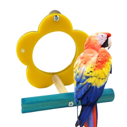 SCAKEET -Spiegel für Käfig, Vogel -Sichtweite Spiegel,Cockatiel Perch Bird Mirror Interactive Toys | Kautenteilung der Blumenformanergrenze, Haustierversorgungen, Cockatiel Cage Accessoires von Generisch