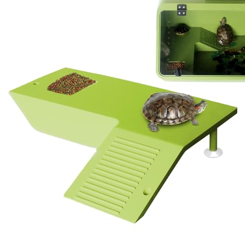 Schildkröten-Salenbereich – Schildkröten-Kletterbühne, stabil, Reptilien-Terrasse, Schildkröten-Plattformen, Reptilien-Futter-Rampe, Saugnapf, sichere Sonnenplattformen für Terrapin-Frösche von Generisch