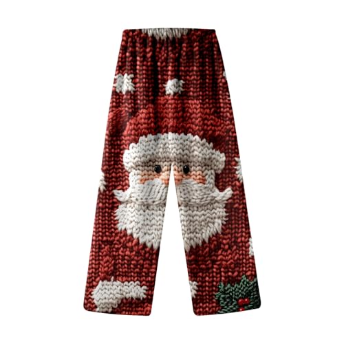 Schlafanzug Hosen Mädchen Weihnachts Flauschig Warme Weihnachtshose Schlafanzüghosen Elastische Taille Weich Bequeme Weihnachtspyjama Loose Vintage Winterhose Geschenke Für Mädchen von Generisch