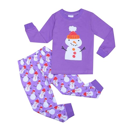 Schlafanzug Weihnachten Kinder Jungen Mädchen Langarm Rundhals Weihnachtsmotiv Hausanzug Zweiteilige Freizeit Pyjamaset Baggy Sleepwear Bequemer Nachtwäsche für 2-7 Jahre von Generisch