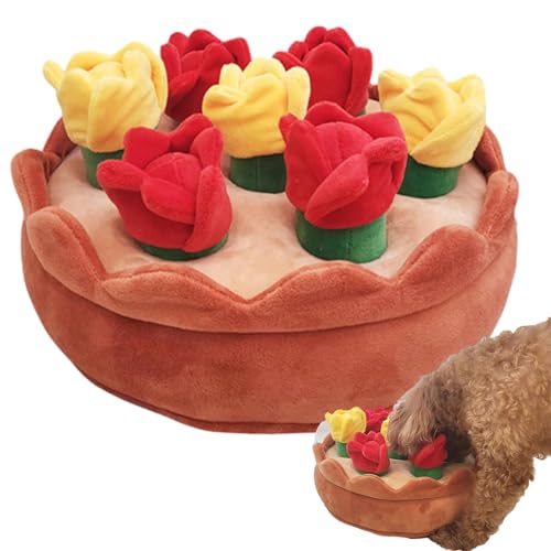 Schnüffelmatte für Hunde – Leckerli-Spender-Set, mit 6 quietschenden Blumen, Hundespielzeug für mittelgroße Hunde von Generisch