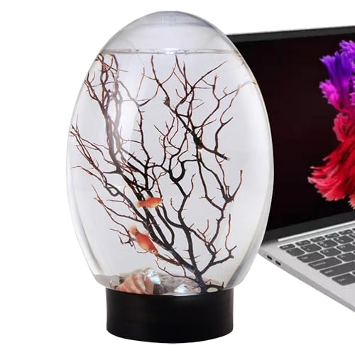 Schreibtisch Aquarium, Desktop -Fischtank,Betta -Tank mit LED -Licht | Lustige Desktop -Landschaft, Lüfterzweigbaumschmuck für Zuhause, Studio von Generisch